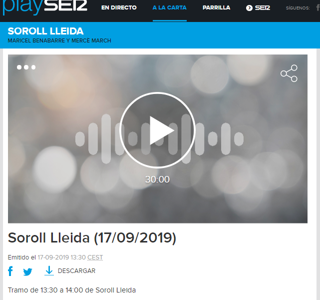 Cadena SER -Soroll Lleida (17/09/2019)